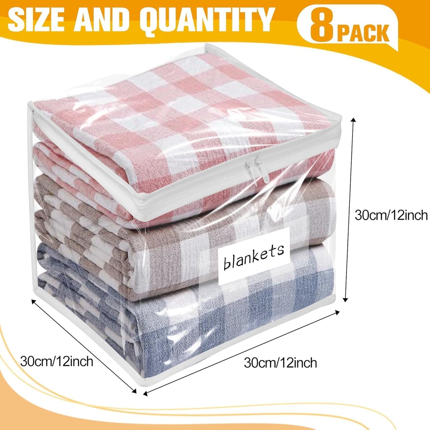 Plastic Storage Bags with Easy-Glide Zipper, Pack of 6