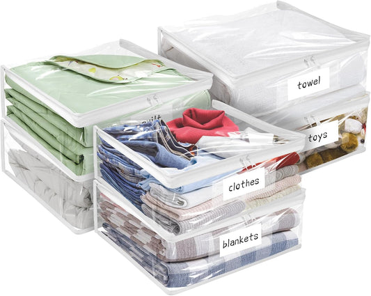 Plastic Storage Bags with Easy-Glide Zipper, Pack of 6