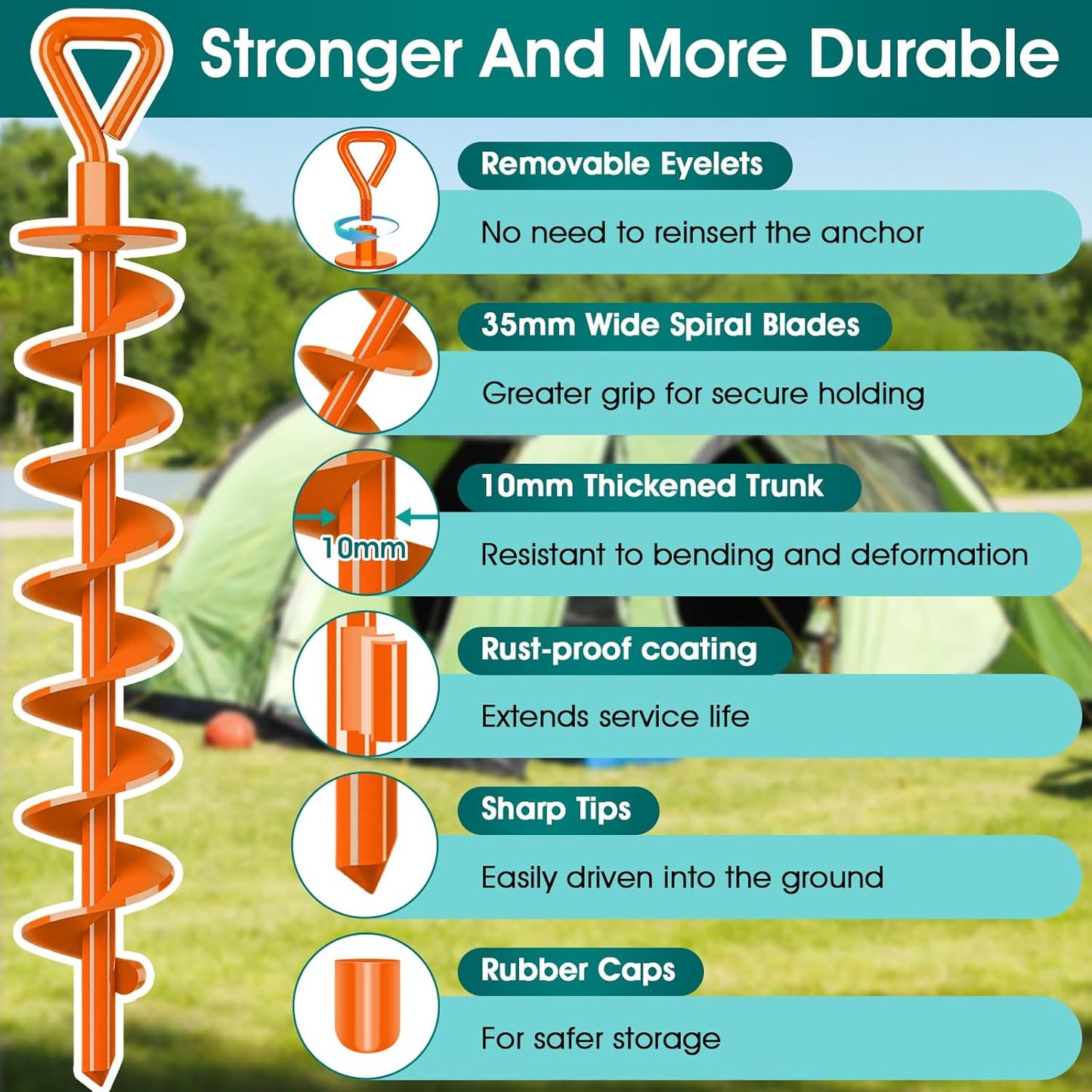 High-carbon steel Ground Anchor Screw in Spiral Trampoline Anchors with Nut