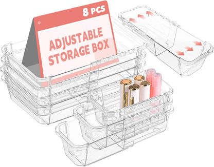 8 Pcs Mixed Extendable Clear Drawer Organizer