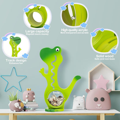 Handmade Wooden Dinosaur Piggy Bank