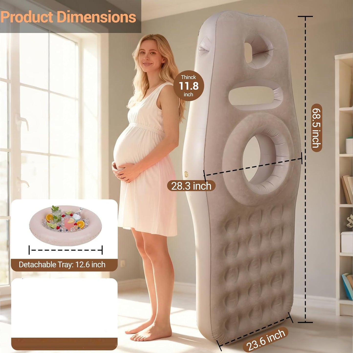Inflatable Pregnancy Pillow with Belly & Head Hole, Prone Pregnancy Pillow for Stomach Sleepers