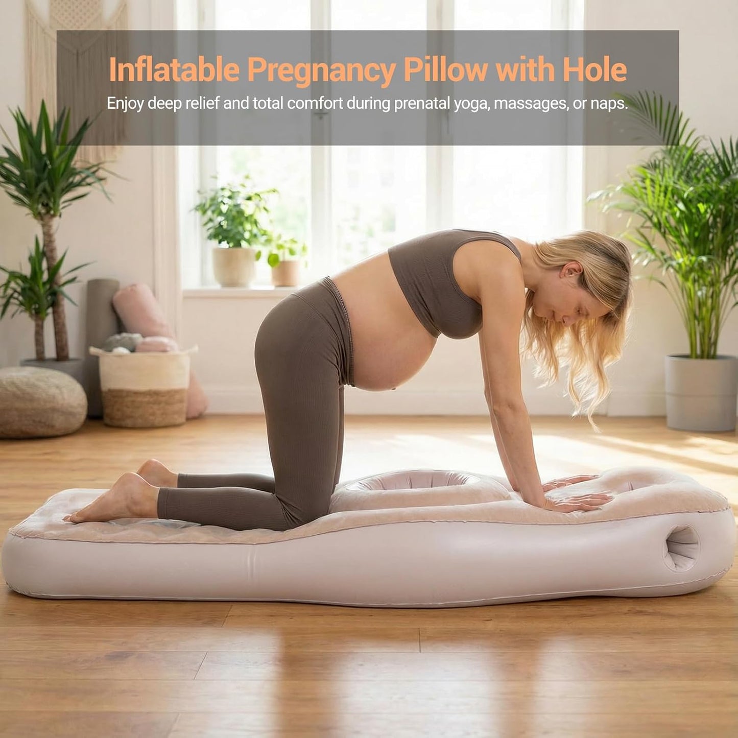 Inflatable Pregnancy Pillow with Belly & Head Hole, Prone Pregnancy Pillow for Stomach Sleepers