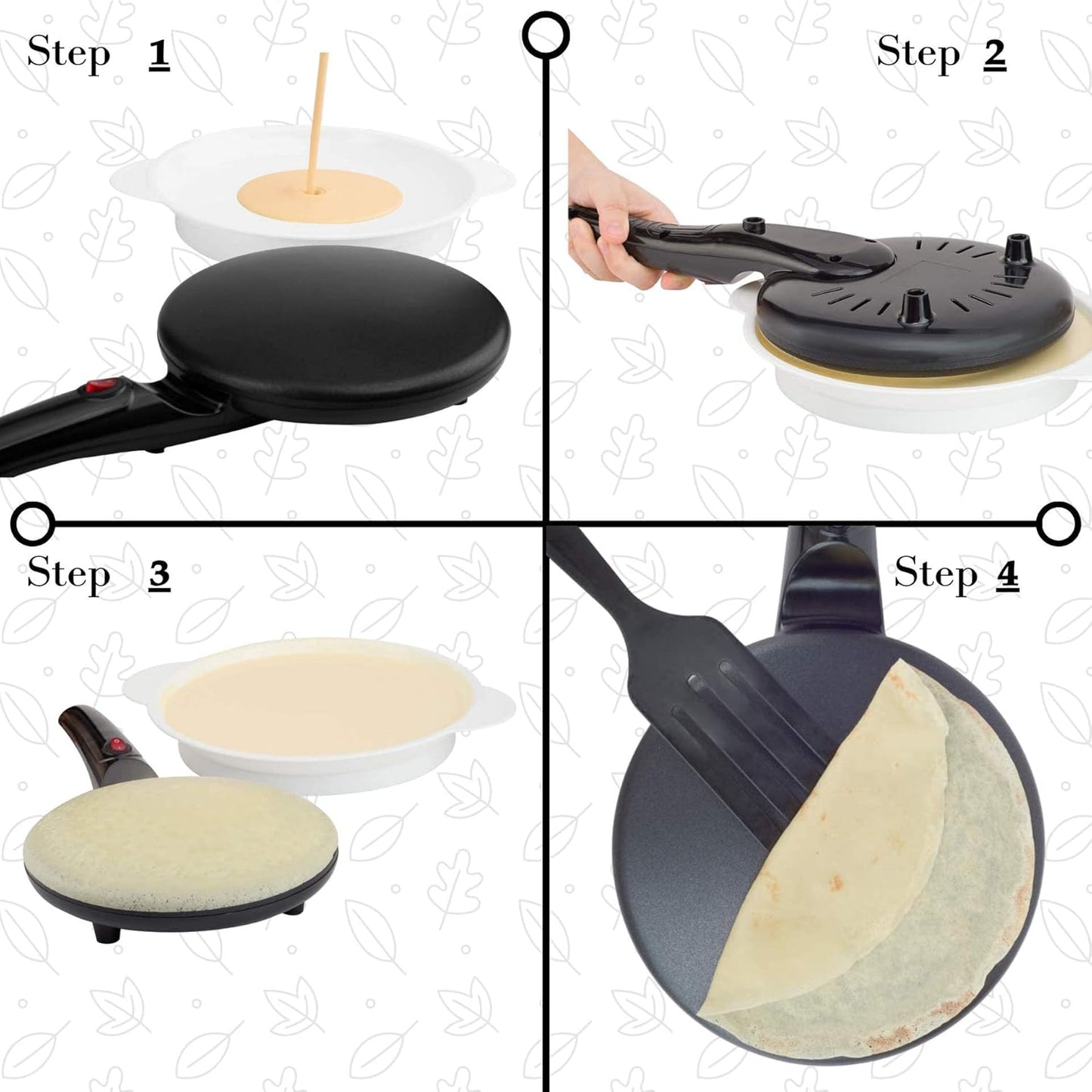 8" Portable Nonstick Crepe Pan-Auto shut-off, even heating, dual temperature control