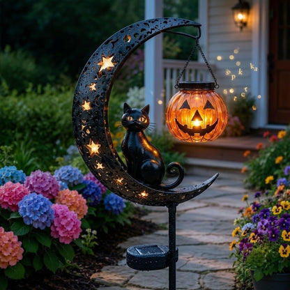 Solar Halloween Cat Garden Stake Lights – Outdoor Pumpkin Moon Yard Decor