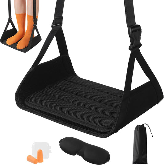 Airplane Foot Rest Hammock for Long Flights（Free storage bag and sleep set）