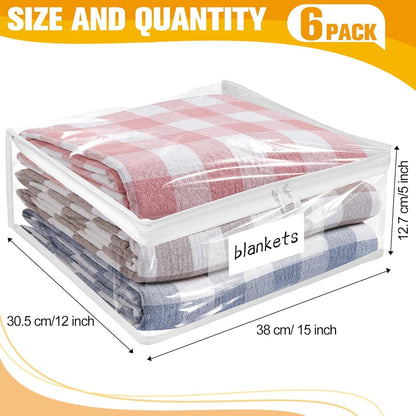 Plastic Storage Bags with Easy-Glide Zipper, Pack of 6