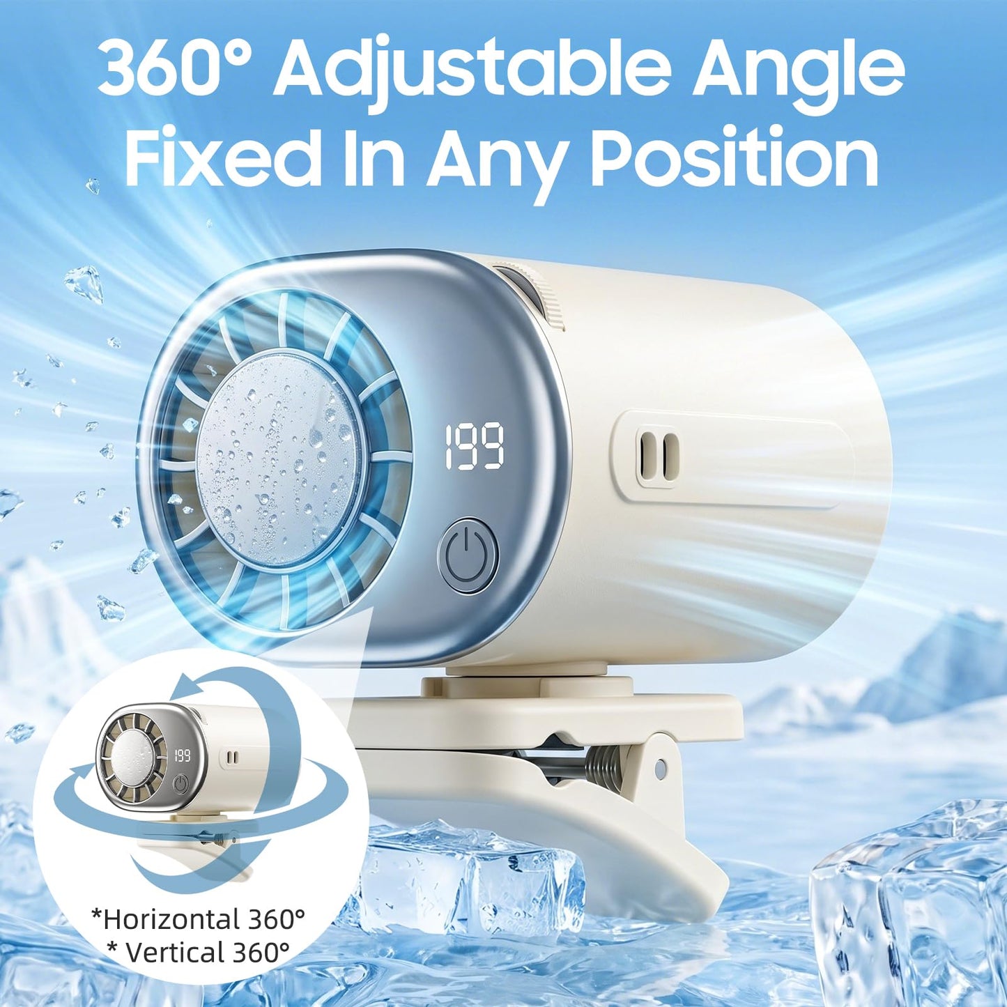 Safe Clip-On Cooling Fan for Car Seats — 360° Adjustable, Rechargeable & Long-Lasting