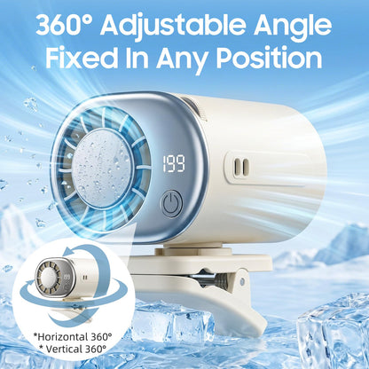 Safe Clip-On Cooling Fan for Car Seats — 360° Adjustable, Rechargeable & Long-Lasting