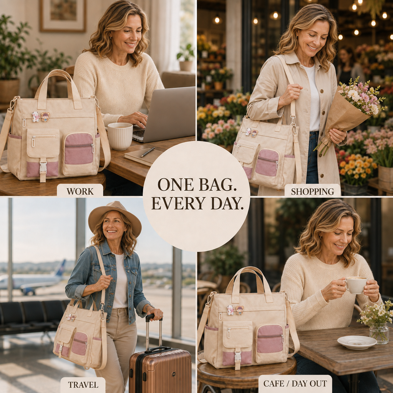 Women's Multi-Pocket Canvas Crossbody Shoulder Bag