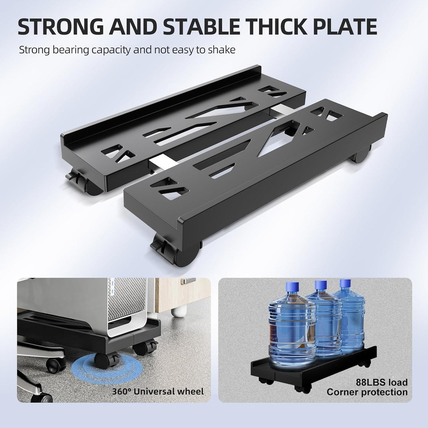 Adjustable mobile computer stand with locking casters, 80 lbs load capacity