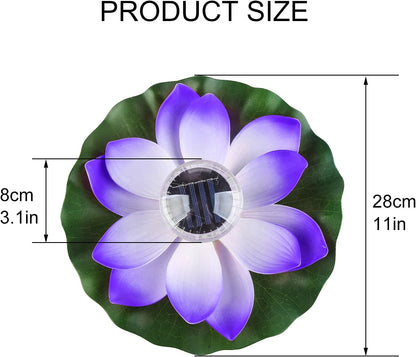 Waterproof LED Solar Lotus Floating Lights with Lily Pads
