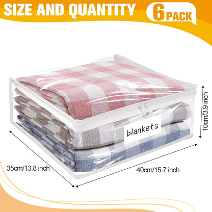 Plastic Storage Bags with Easy-Glide Zipper, Pack of 6