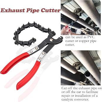 Heavy-Duty Exhaust Pipe Cutter Wrench - Professional Carbon Steel Chain Tubing Tool for Mild Steel, Aluminum & Copper