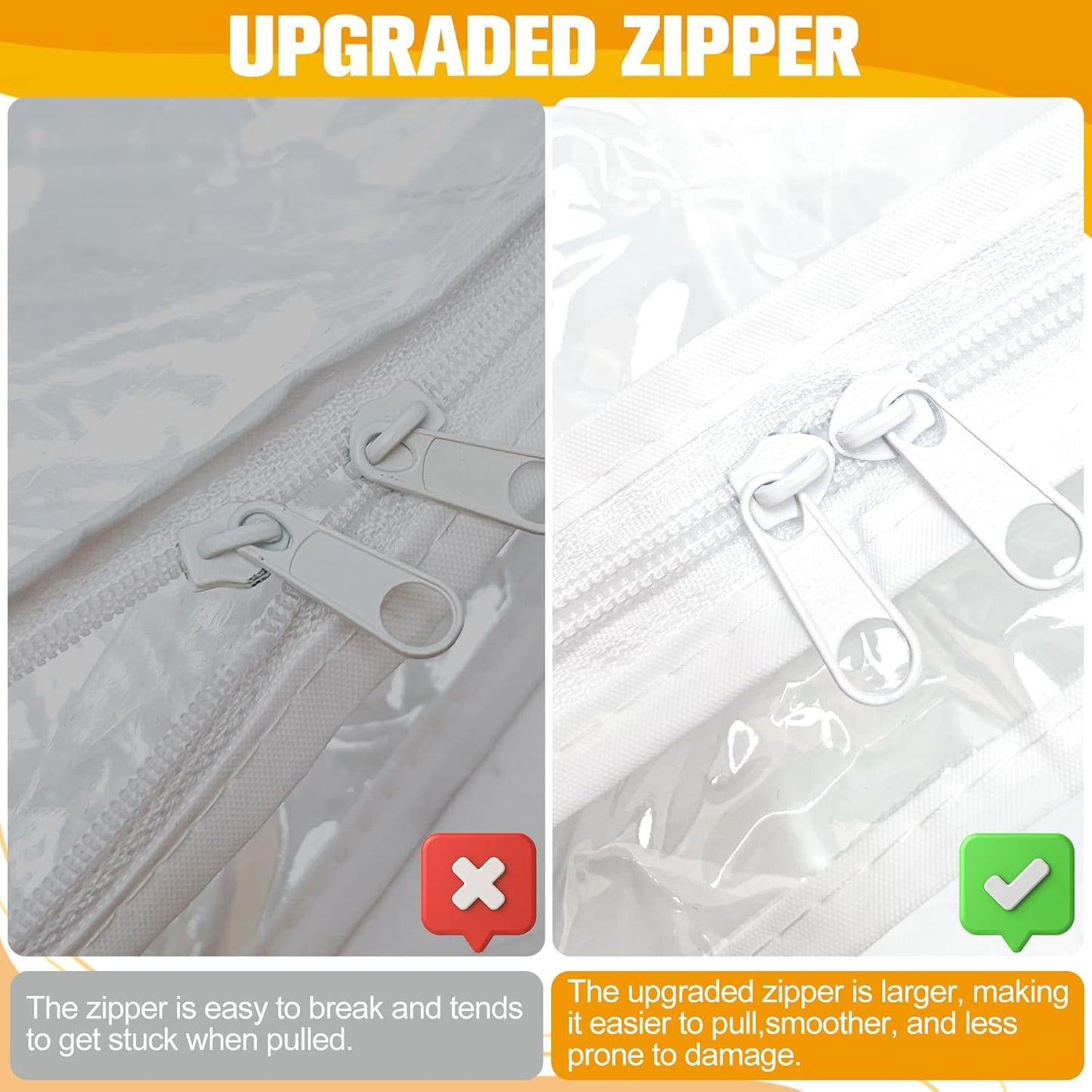 Plastic Storage Bags with Easy-Glide Zipper, Pack of 6