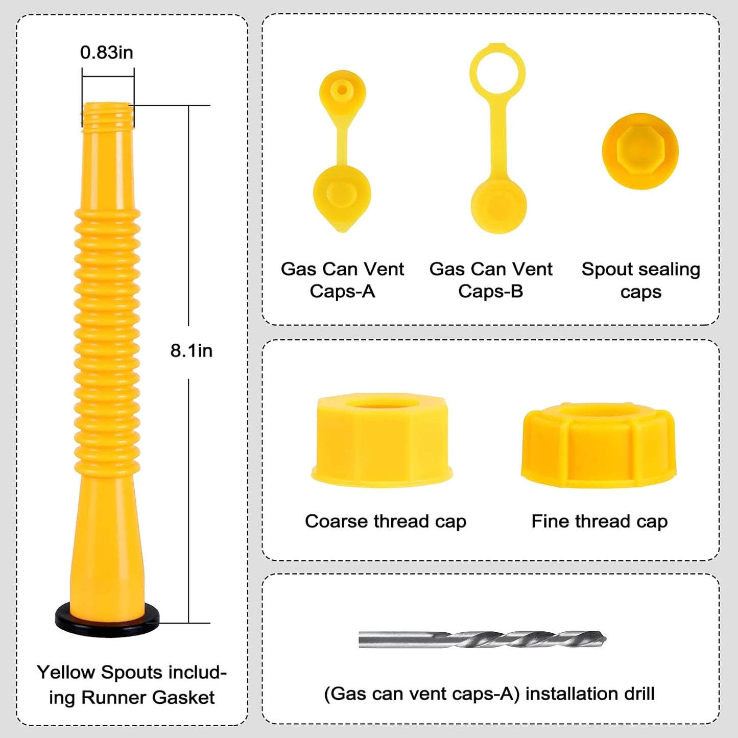Gas Can Spout Replacement Suitable for most 1/2/5/10 gal oil cans