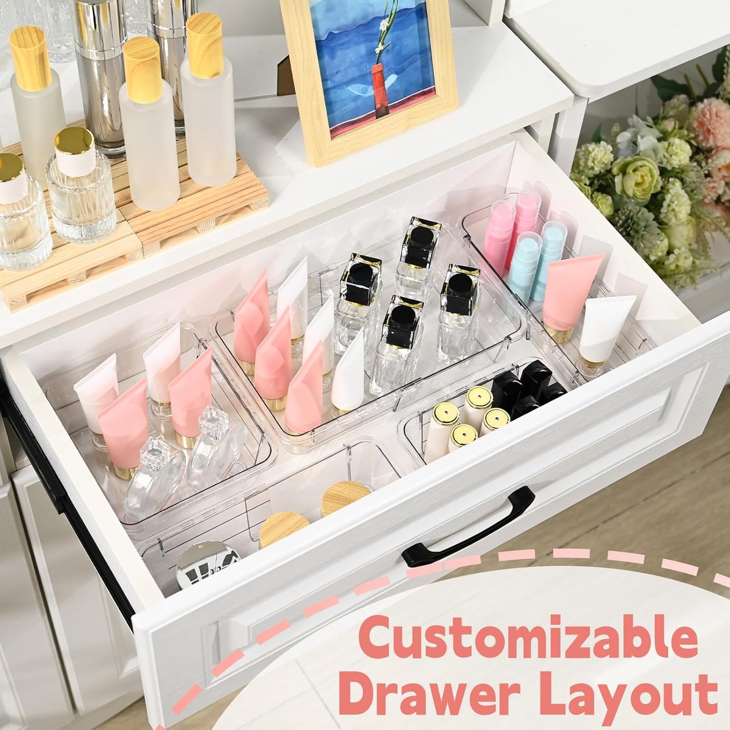 8 Pcs Mixed Extendable Clear Drawer Organizer
