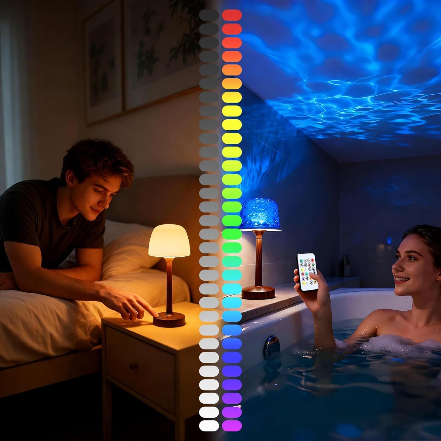 The Healing Glow™Bathroom Shower Lamp with 16 Color Ocean Wave Projector