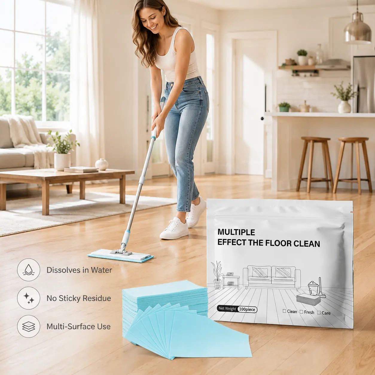 🧼100-tablet floor cleaning tablets, multi-purpose cleaner🧼