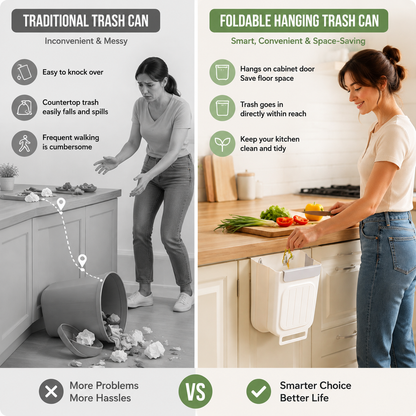 Foldable Hanging Trash Can 1.6 Gallon | Space-Saving Bin for Kitchen, RV, Car & Camping
