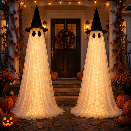👻2-Pack 5.5FT Ghost Light-Up Halloween Decoration Set👻