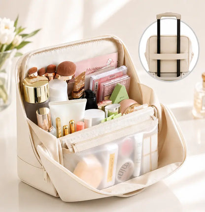 Stand-Up Travel Makeup Organizer Bag – Large Capacity Vanity Case