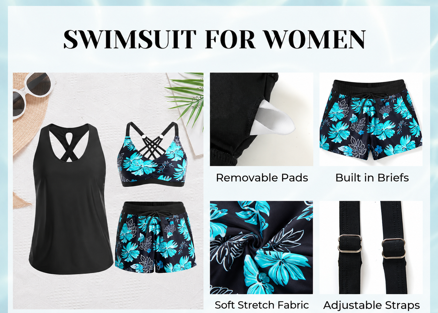 Three Piece Tankini with Shorts