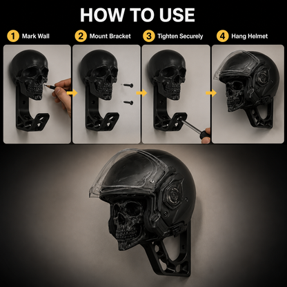 Skull Motorcycle Helmet Wall Mount