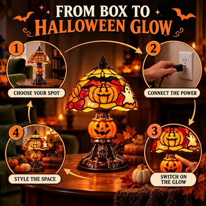 🎃Retro Pumpkin Bat Pattern Single Desk Lamp — Vintage Glow Night Light🎃