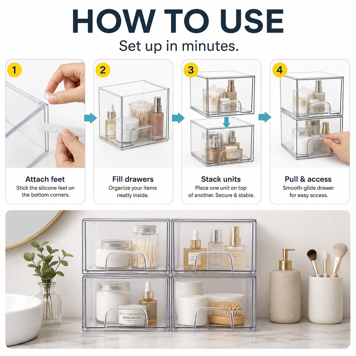Clear Stackable Storage Drawers