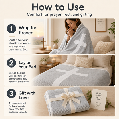 Gospel of John Blanket Soft Scripture Throw with Cross Silhouette