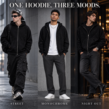 ✨️2026 NEW Men's Sequined Hooded Sweatshirt with Zipper and Pockets✨️