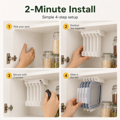 5-Slot Food Storage Lid Organizer Stop Digging. Start Grabbing.