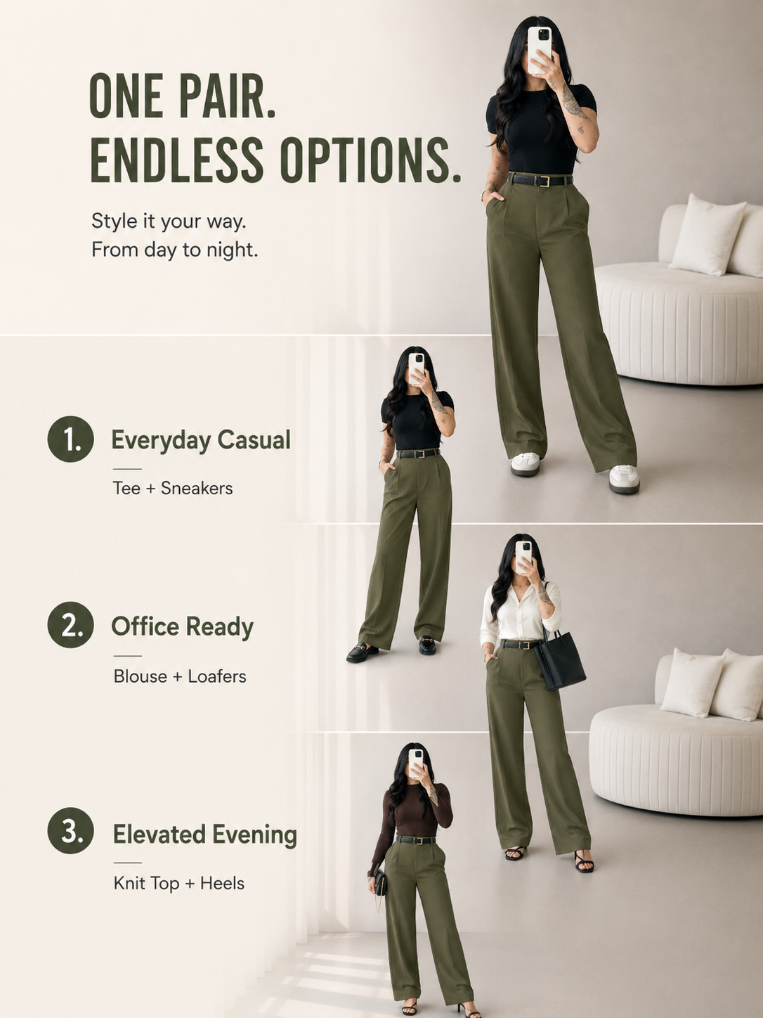 High-Waist Straight-Leg Pants