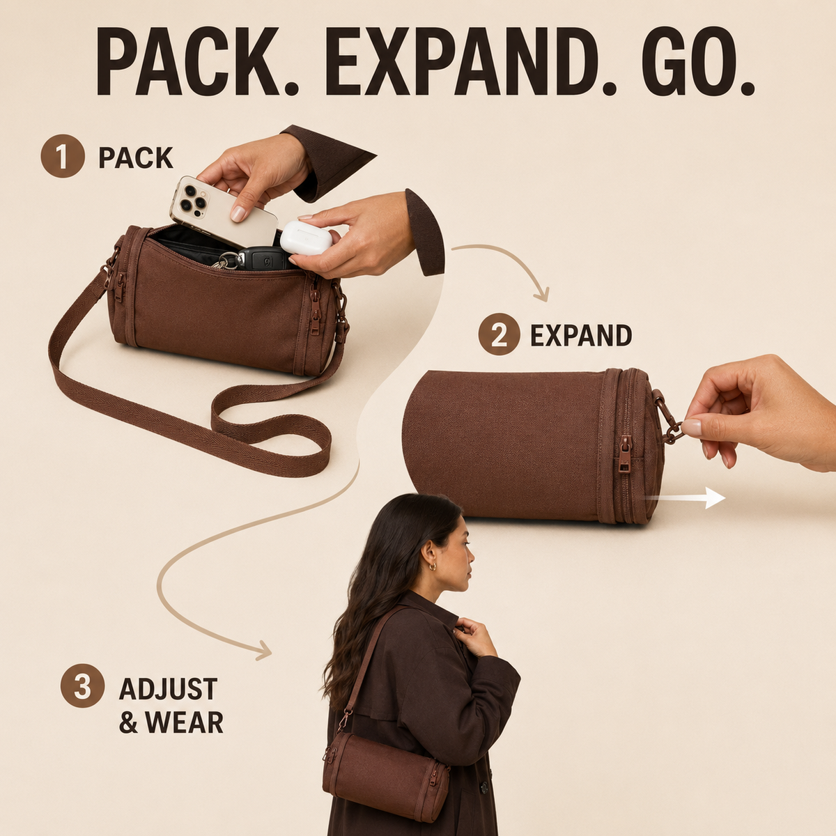 Expandable Mini Crossbody Bag with Adjustable Strap for Daily Essentials
