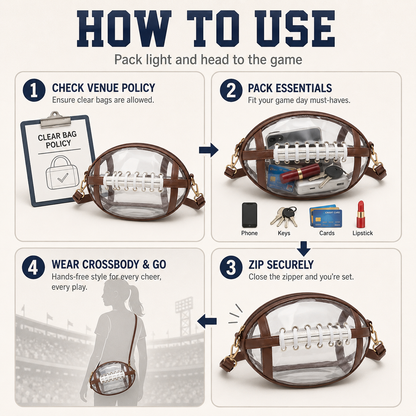 Football-Shaped Clear Crossbody Bag
