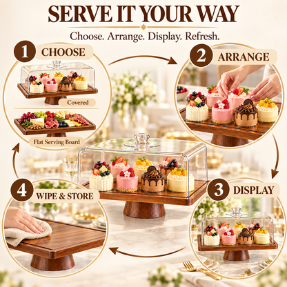 2-in-1 Wooden Dessert & Charcuterie Serving Stand