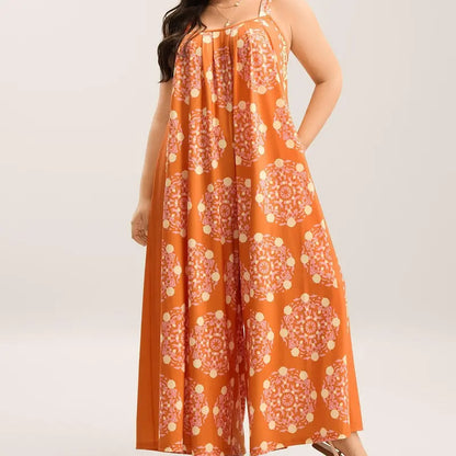 Women’s Plus Size Bohemian Spandex Overalls – Flowy Comfort, Effortless Style