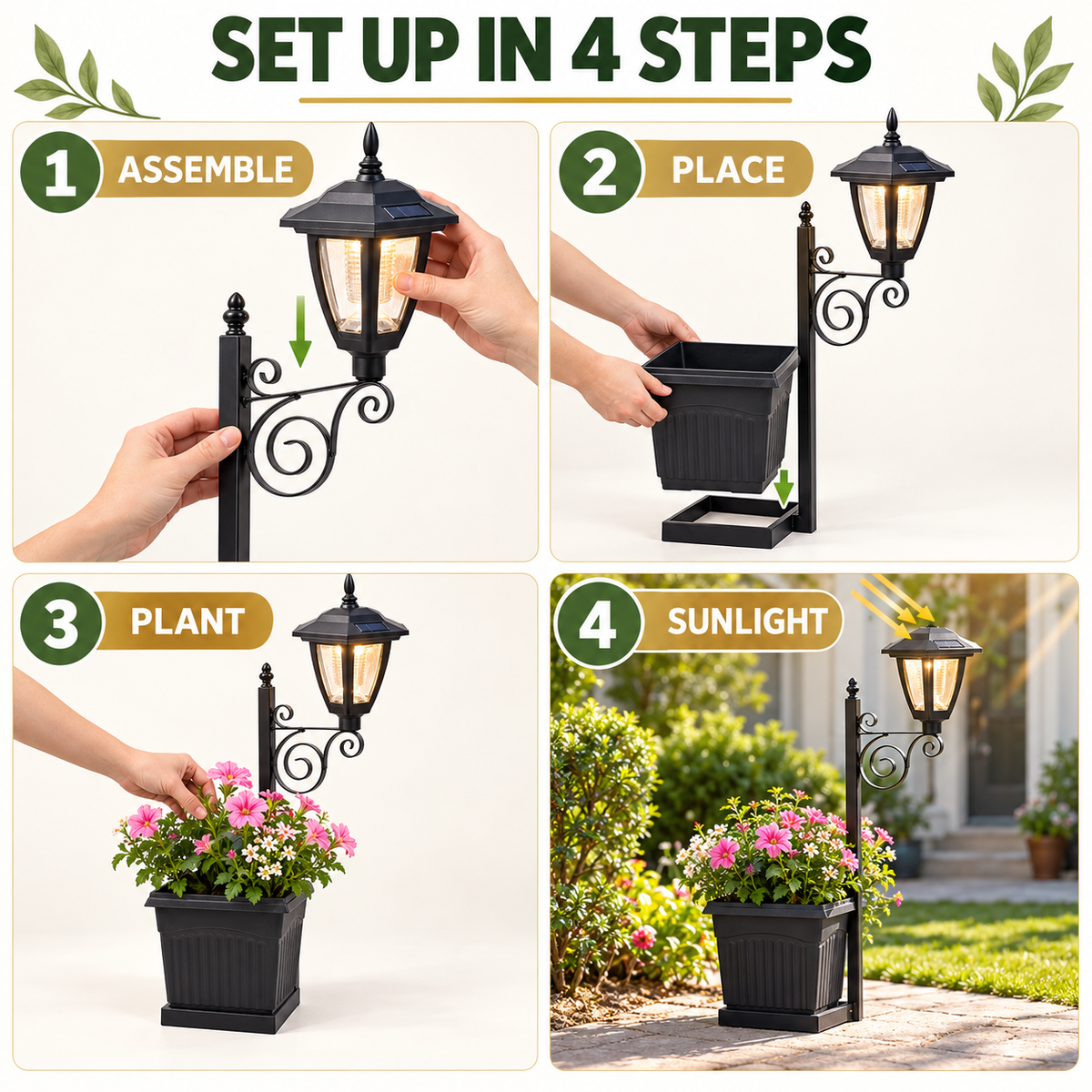 Solar Planter Lamp — Flowers by Day, Light by Night
