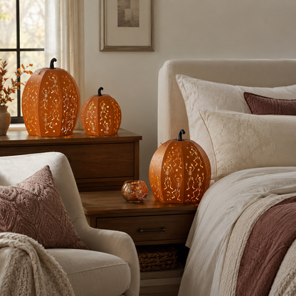 ✨ Stackable LED Pumpkin Lanterns with Skull & Skeleton Shadows
