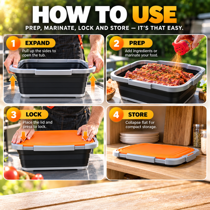 Collapsible 2-in-1 BBQ Prep & Storage Tub