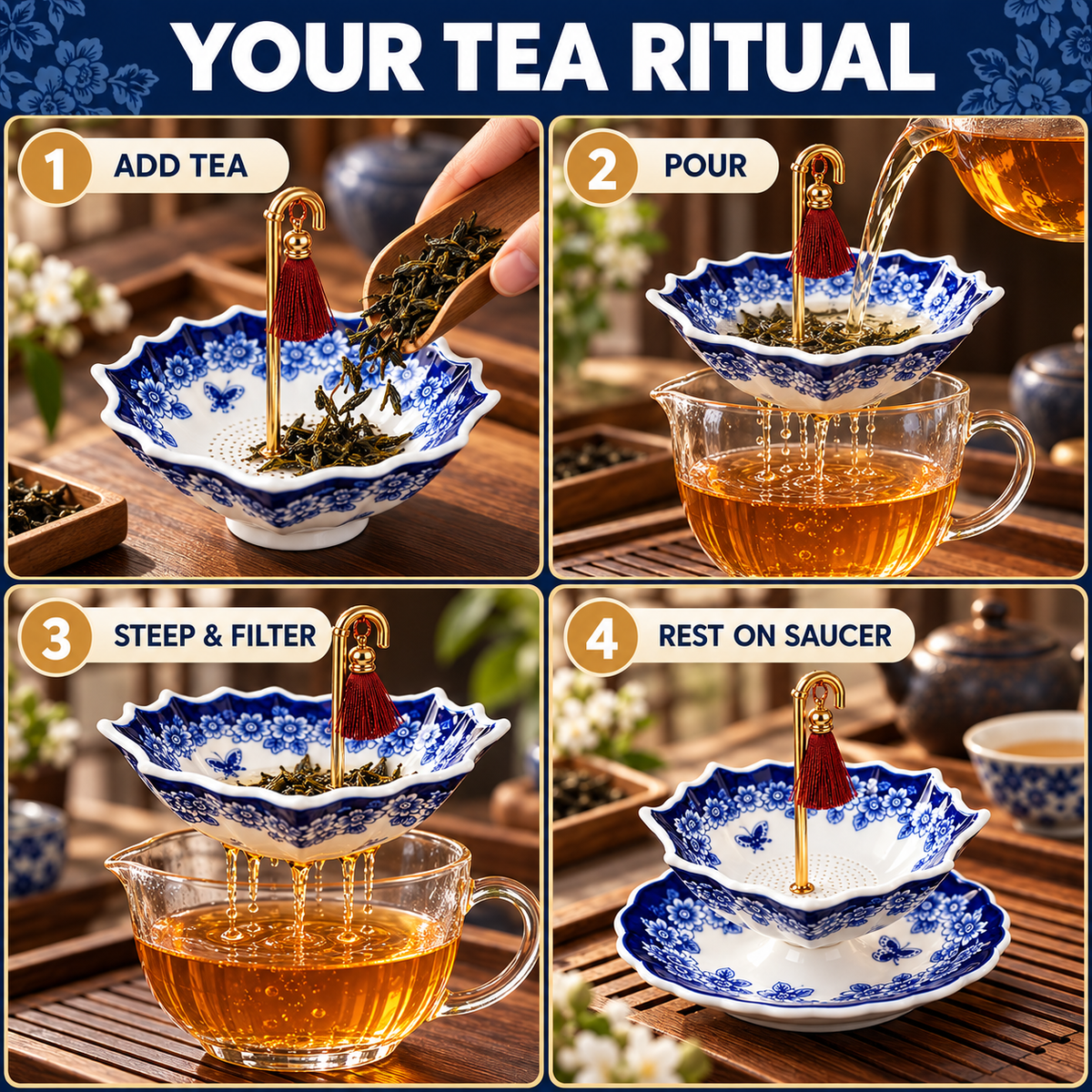 Elegant Umbrella Ceramic Tea Infuser for Refined Loose-Leaf Brewing