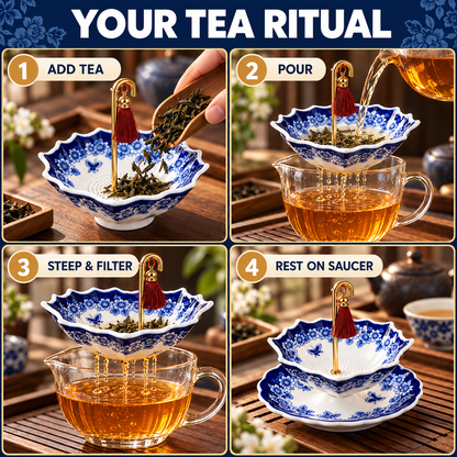Elegant Umbrella Ceramic Tea Infuser for Refined Loose-Leaf Brewing