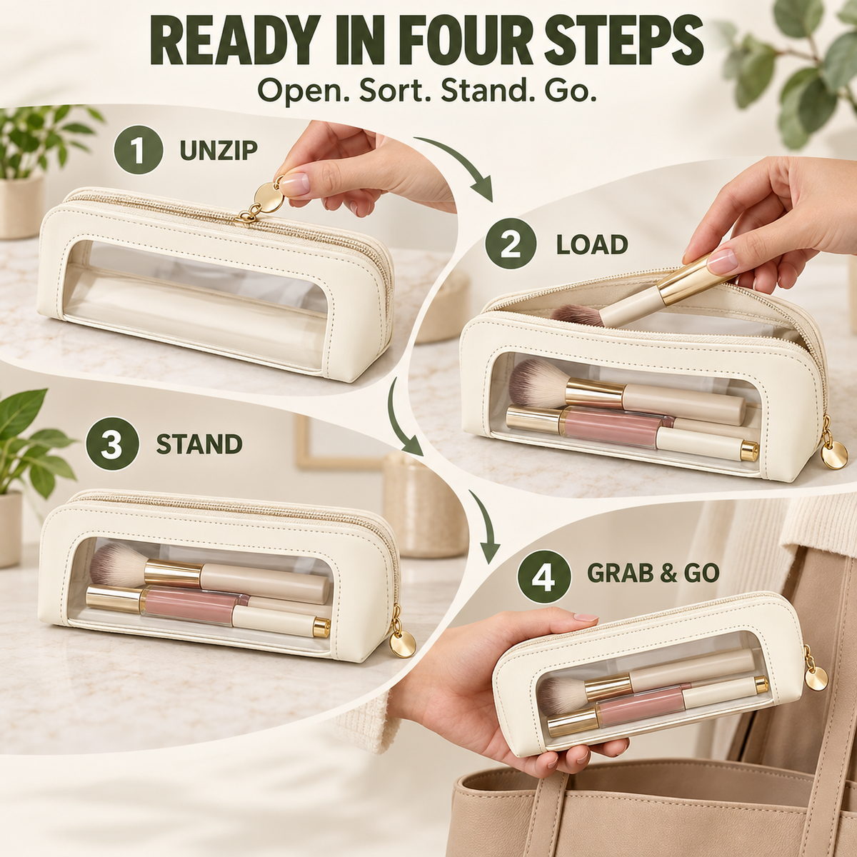 💄Multifunctional Portable Makeup Brush and Cosmetic Zippered Organizer Bag💄