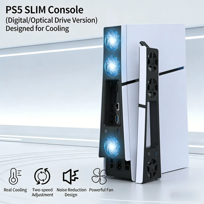 Quiet Cooling Fan for PS5 Slim & Pro - Automatic Temperature Control USB Cooler
