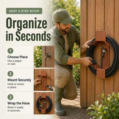 Heavy-Duty Detachable Garden Hose Holder &amp; Storage Rack