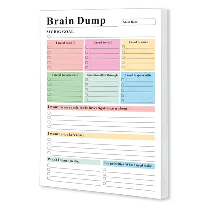 ADHD Brain Dump Planner Notepad - 50 Tear-Off Sheets (8.5x6.5in)