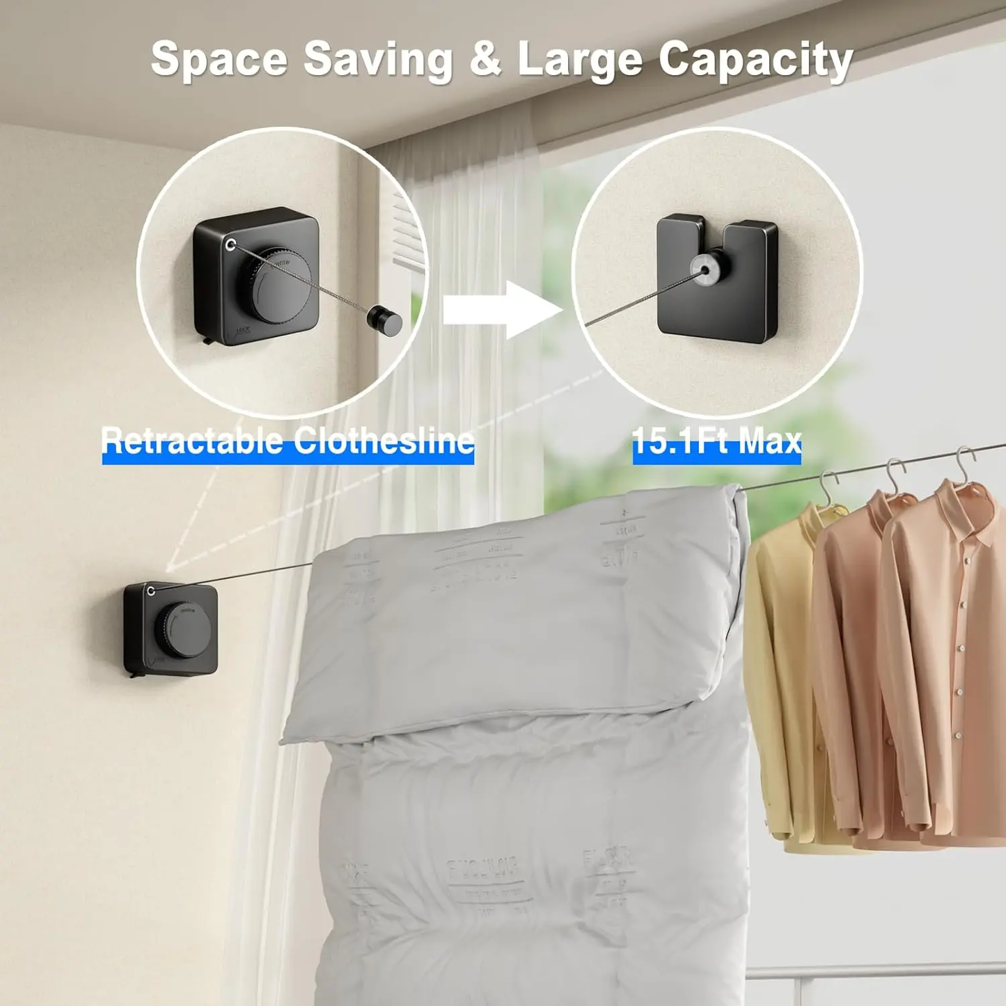 Wall-mounted adjustable telescopic stainless steel clothes rack