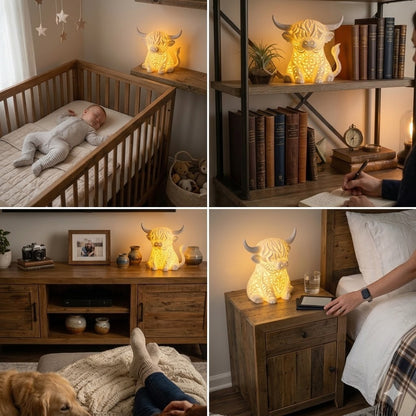 Rechargeable Highland Cow Night Light – Magical 3D Glow Lamp