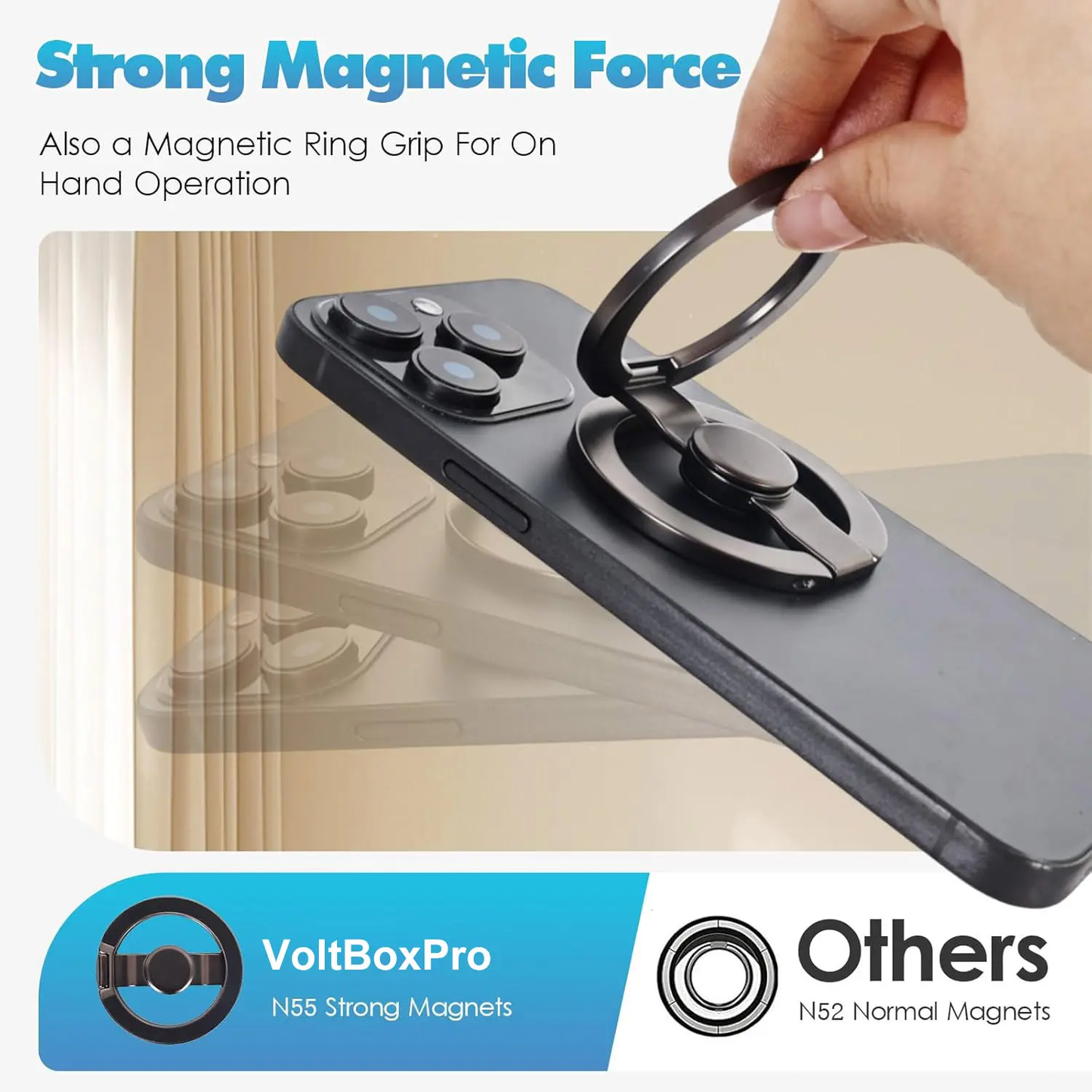 Ultra-Slim Magnetic Phone Grip Stand & Fidget Spinner – 360° Rotating